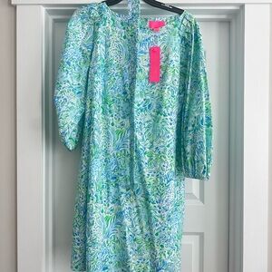 Lilly Pulitzer Barbara dress in hydra blue dandy lions